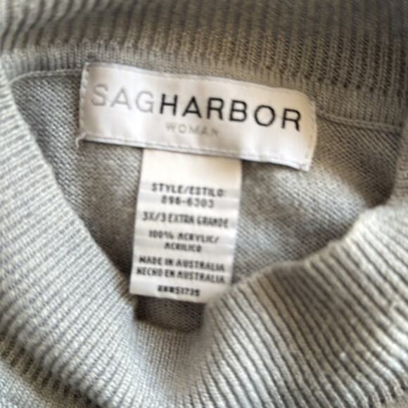 Women's Gray Pullover Sweater Sag Harbor Long Sleeves sz 3X - Picture 3 of 5
